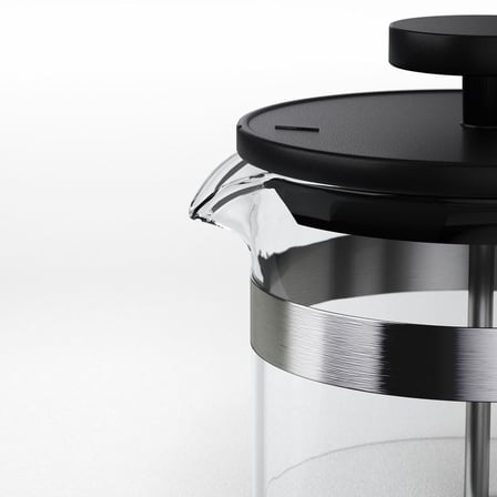 French Press, Paslanmaz Çelik-Siyah, 1 lt