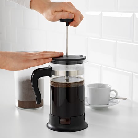 French Press, Paslanmaz Çelik-Siyah, 1 lt