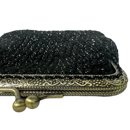 Uretti - Öznur 7392 1384 El Örgüsü Simli Model Şık Mini Bozuk Para Cüzdanı