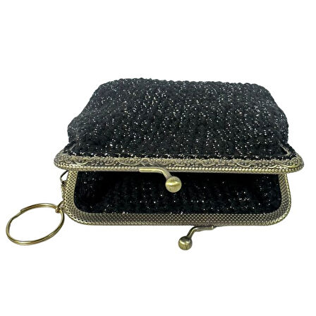 Uretti - Öznur 7392 1384 El Örgüsü Simli Model Şık Mini Bozuk Para Cüzdanı