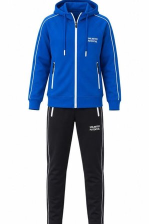 Kız Çocuk Unlimited Şeritli Kapüşonlu Düz Paça Reglan Kol Dalgıç Kumaş Eşofman Takımı ESF7013