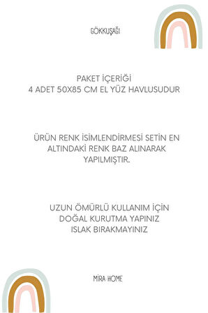 4 Lü El Yüz Havlu Seti &#37;100 Pamuklu Gökkuşağı 50x85 Cm Kahve