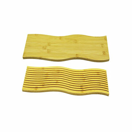 Dalgalı Çift Taraf Tasarımlı Ahşap Sunum Tepsisi 