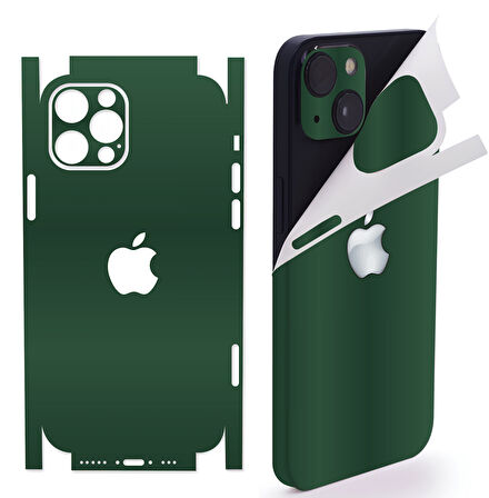 İphone 14 için 360 full arka kaplama koruma sticker kılıfsız kullanım için MAT YEŞİL