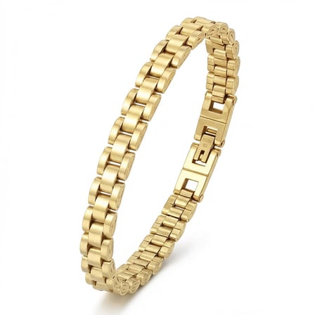 💎 Premium Şık ve Parlak Altın Renk 316L Çelik Erkek Bileklik 31831G1D4M (20 cm Çevre Uzunluk)