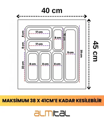 40x45 cm. Beyaz Kaşıklık ve Kepçelik 2'li Set 40x41CM ‘E KADAR KESİLEBİLİR