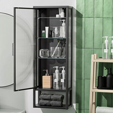Banyo duvar dolabı, antrasit, 36x18x102 cm
