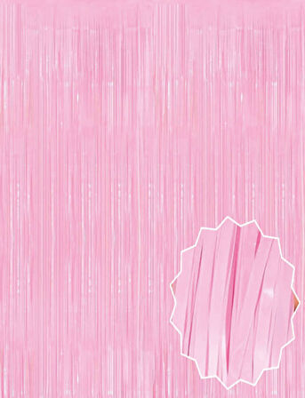 Soft Pembe Püsküllü Kapı Perdesi