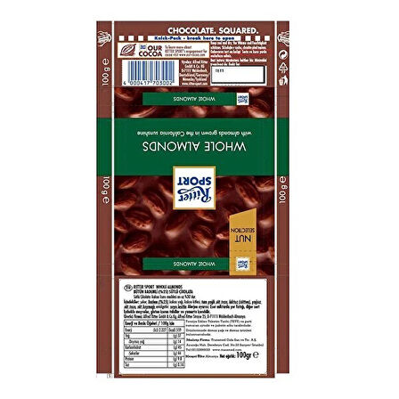 Ritter Sport Tane Bademli̇ Sütlü Çi̇kolata 100 Gr