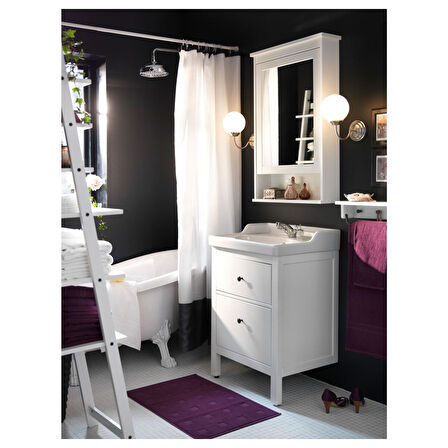 Lavabo dolabı kombinasyonu, beyaz, 62x49x95 cm, RUNSKAR batarya