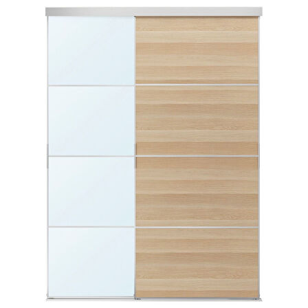 Gömme dolap için sürgü kapak, aynalı cam-ağartılmış meşe kaplama, 177x240 cm
