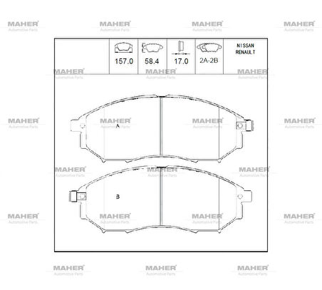 FREN BALATA PATHFINDER 2005 / KOLEOS 2008-2014 / MURANO 2005-2008 (4104) ÖN 41060 05790