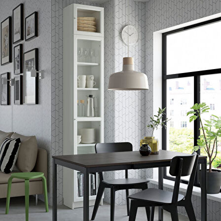 Cam kapaklı kitaplık, beyaz, 40x30x237 cm