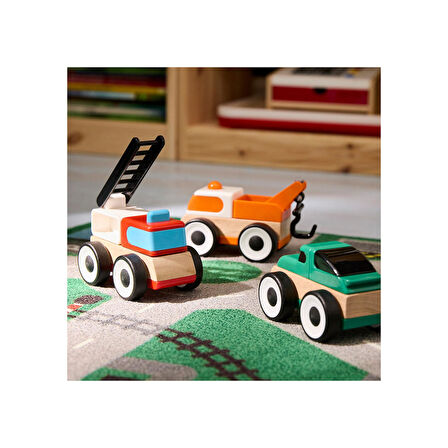 Araç seti, çok renkli, itfaiye aracı,spor araba,çekici