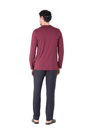 D'S Damat 221001 Uzun Kol Pijama Takımı - Bordo - M