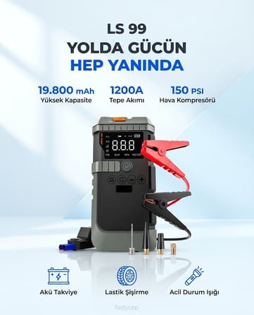NSUN T-Life Jump Starter 19800 mAh Akü Takviyeli Hava Kompresörü LENSUN LS 99