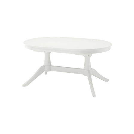 Oval yemek masası, beyaz, 6-8 kişilik, 160/215x110 cm