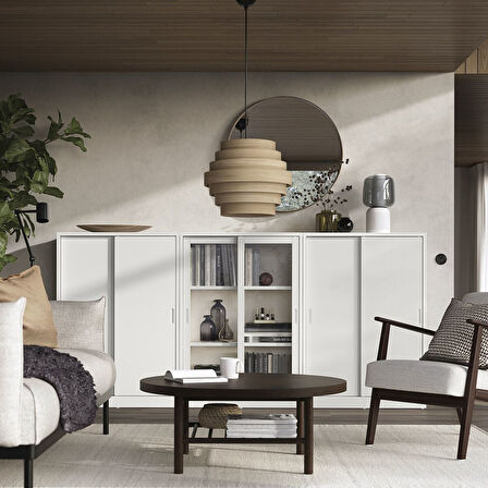 Sürgü kapaklı dolap, kırık beyaz, 81x37x116 cm