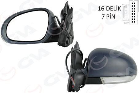 DIŞ DİKİZ AYNASI SOL ELEKTRİKLİ ISITMALI SİNYALLİ HAFIZALI ASTARLI ASFERİK VW GOLF 2020