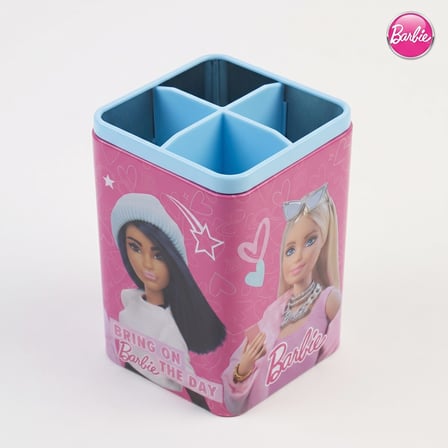 Barbie Lisanslı Masaüstü Kırtasiye Seti - Metal Kalemlikli Okul ve Çalışma Seti (6 Parça)