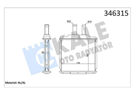 KALORİFER RADYATÖRÜ DAEWOO NUBIRA 1.6L F16D3 J200 03- / CHEVROLET LACETTI J200 05- - ALEMİNYUM P96554446