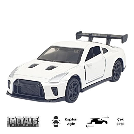 Çek Bırak Metal Küçük Arabalar 8 cm - 6411A - Beyaz