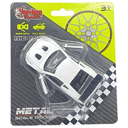 Çek Bırak Metal Küçük Arabalar 8 cm - 6411A - Beyaz