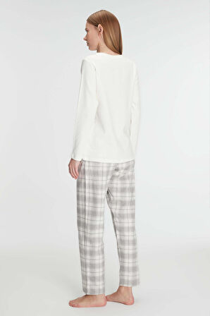 Anıl Uzun Kol Pamuklu Kışlık Pijama Takımı - Gri - M