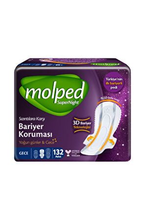 Molped Supernıght Süper Gece Hijyenik Ped 22 li x 6 Adet