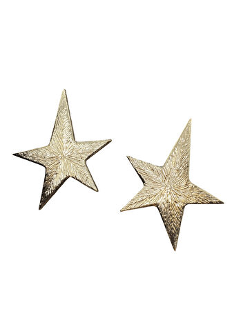 Göz Alıcı Gösterişli Altın Kaplama Yıldız Model Şık Çelik Uçlu VIP Bijuteri Küpe | Zarif ve Işıltılı