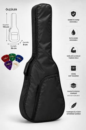 Yankı BGC-36BK Siyah Bas Gitar Kılıfı Kalın Pedli Suya Dayanıklı Softcase