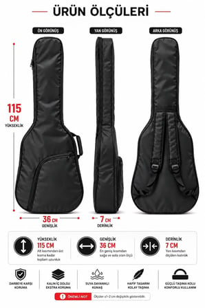 Yankı BGC-36BK Siyah Bas Gitar Kılıfı Kalın Pedli Suya Dayanıklı Softcase