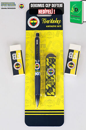 "DEKOMUS CEP DEFTERİ HEDİYELİ" LİSANSLI FENERBAHÇE VERSATİL UÇLU KALEM , 0.7 MM UÇ VE 2 ADET SİLGİ SETİ 