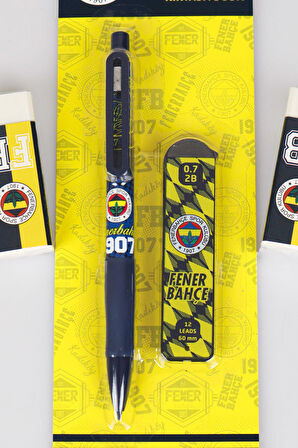"DEKOMUS CEP DEFTERİ HEDİYELİ" LİSANSLI FENERBAHÇE VERSATİL UÇLU KALEM , 0.7 MM UÇ VE 2 ADET SİLGİ SETİ 