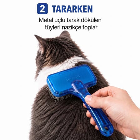 Kedi Köpek Tarağı - Evcil Hayvan Tüy Toplama Tarağı - Metal Uçlu 