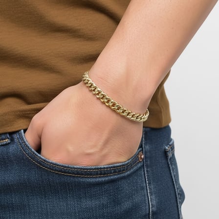 💎 Premium Ezme Mariner Çelik Zincir Bileklik 6mm 3183CZB2D12 - 20 cm - Siyah Renk