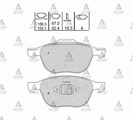 FREN BALATA MAZDA 3 2003-2008 / PRIMERA 2003 / C5 / C-MAX / FOCUS / VECTRA C / S-40 / C-70 ÖN CV612K021BA