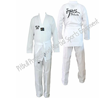 Beyaz Yaka Pitbull Taekwondo Elbisesi - Acemi Taekwondo Elbisesi - Tekvando Elbisesi - Acemi Dobok