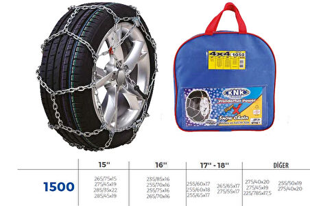 KAR ZİNCİRİ 4X4 JEEP - MİNİBÜS VE HAFİF TİC.ARAÇ ZİNCİR EBATLARI İÇİN RESİME BAKINIZ