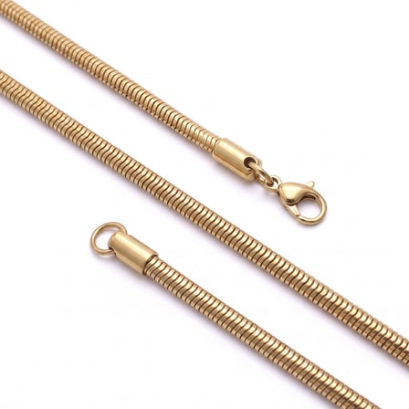 💎 Premium Parlak ve Şık Oval Spiral Erkek Çelik Zincir Kolye 5 mm 55 cm 3183ECK011 - Gold Renk