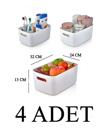 4 ADET 9.5 Lt Dolap Içi, Buzdolabı Düzenleyici, Banyo Organizer Sepet