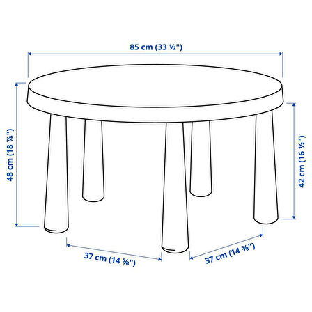 Çocuk masası, açık mavi, 85 cm