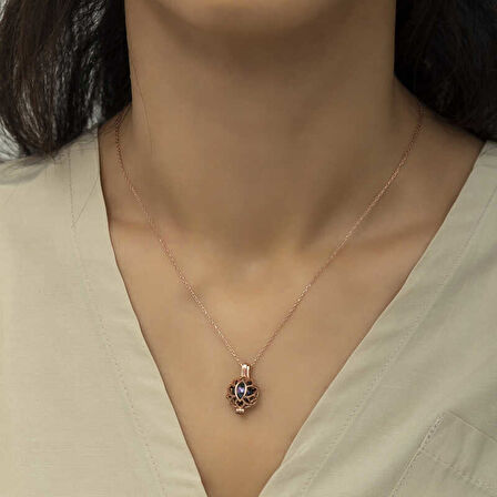 Gümüş Rose Kafesli Lotus kadın Kolye