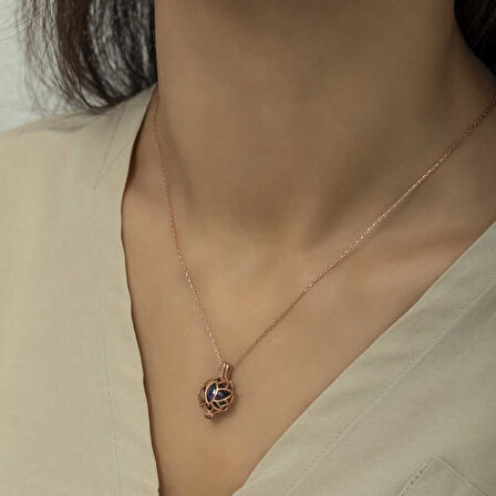 Gümüş Rose Kafesli Lotus kadın Kolye