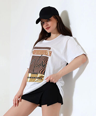 Varak çizgili Oversize tişört