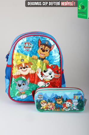 x Dekomus Lisanslı Paw Patrol Pawsome Squad 35 Cm Küçük Boy Anaokul Çantası ve Kalem Çantası Seti