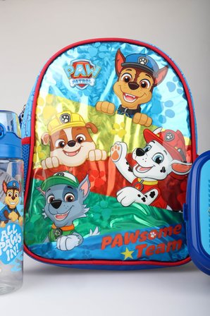 x Dekomus Lisanslı Paw Patrol Pawsome Squad 35 Cm Küçük Boy Anaokul Çantası,Beslenme Kabı ve 500 ML Matara Seti