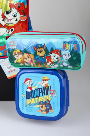 x Dekomus Lisanslı Paw Patrol Pawsome Squad 35 Cm Küçük Boy Anaokul Çantası,Kalem Çantası,Beslenme Kabı ve 500 ML Matara Seti