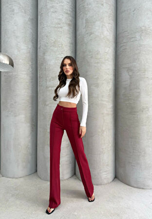 Önü cumalı ithal krep pantolon