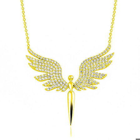 Gümüş Gold Mikail Meleği Kadın Kolye